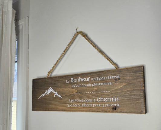 Plaque le bonheur - bois gris