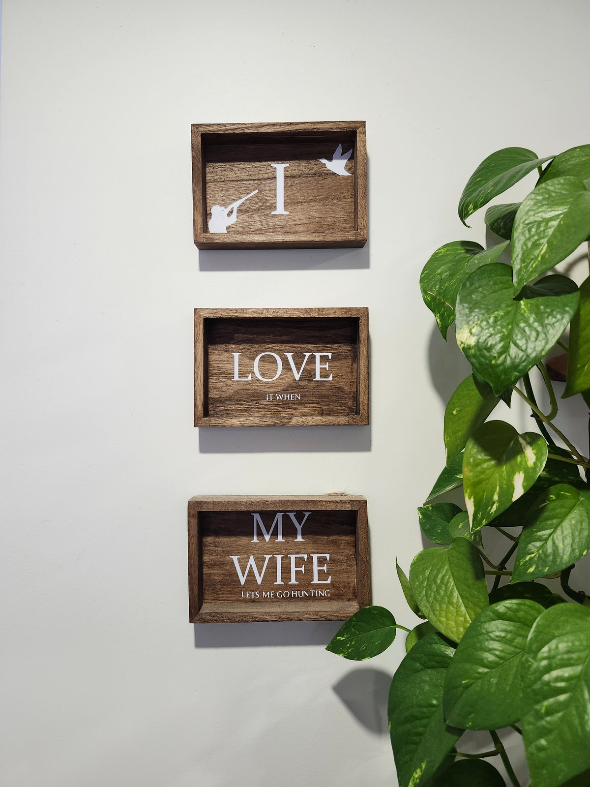 Trio de cadre chasseur " I love my wife "