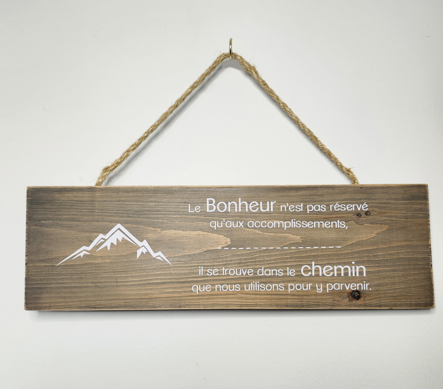Plaque le bonheur - bois gris