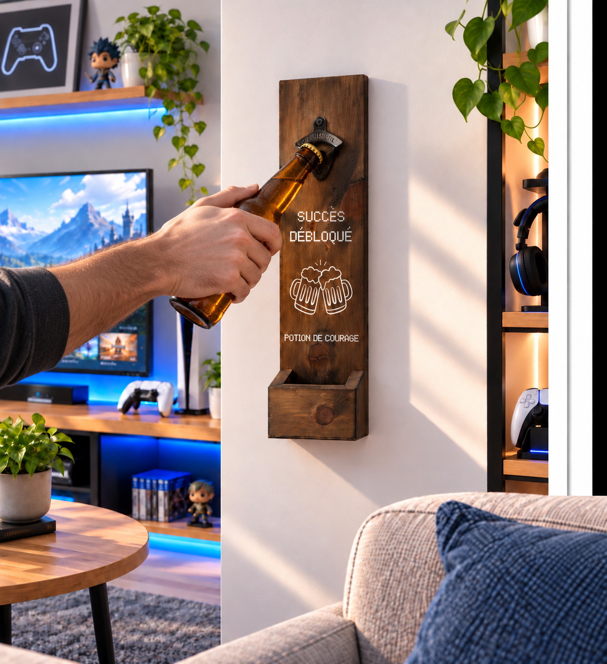 Ouvre-bouteille mural - Décapsuleur Gamer