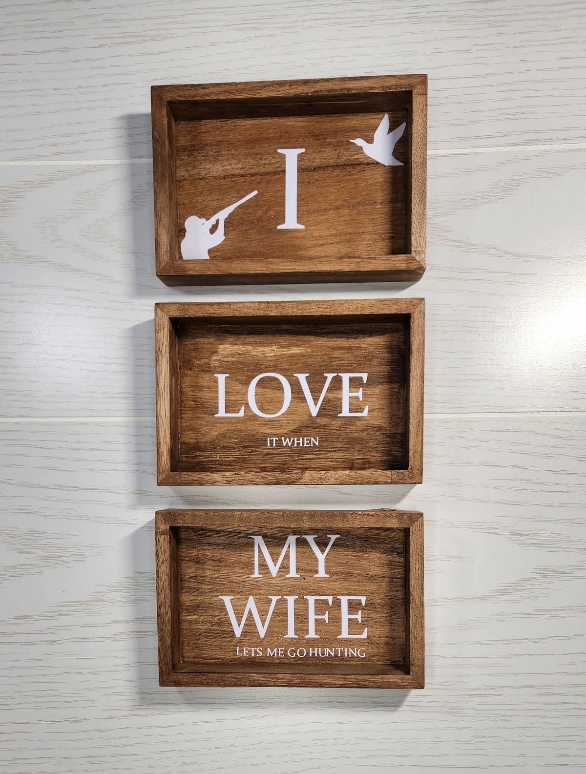 Trio de cadre chasseur " I love my wife "
