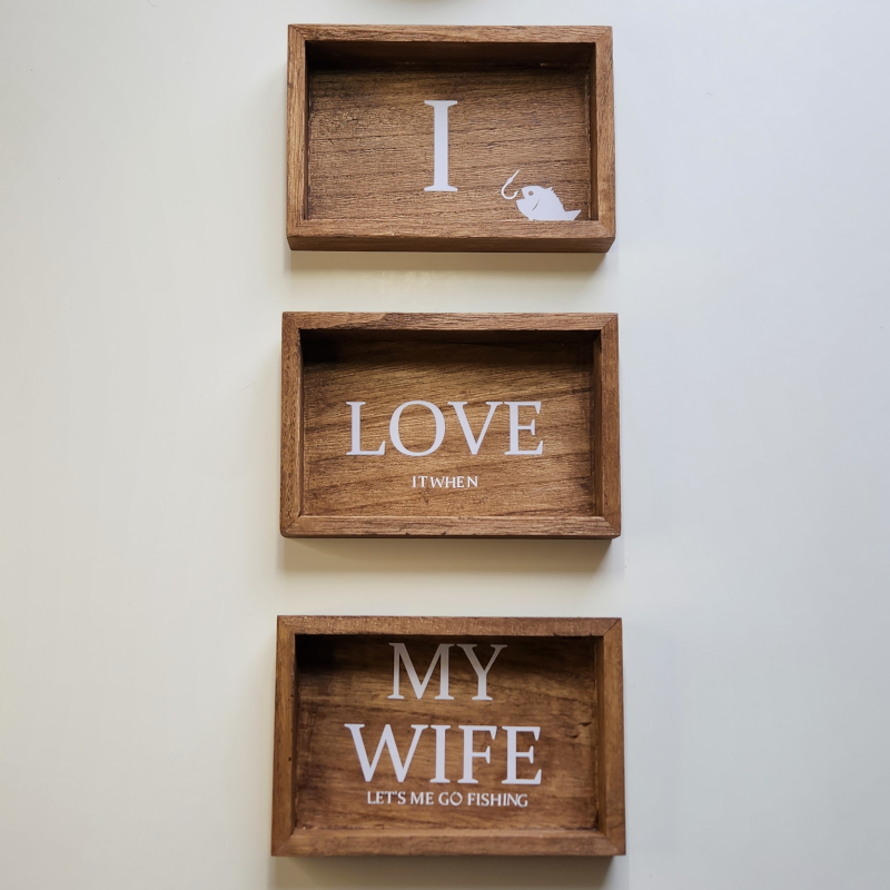 Trio de cadre pêcheur " I love my wife "